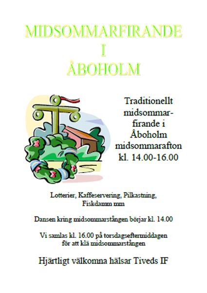 Inbjudan till midsommarfirande i Åboholm